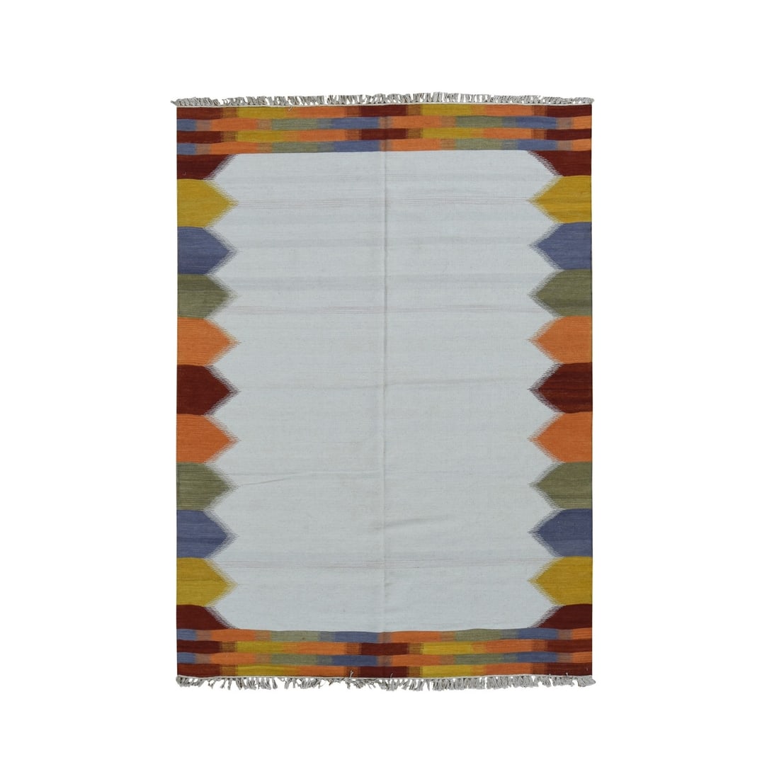 Rug 5'5"x7'10" Ivory Flat Weave Durie Kilim Pure Wool Hand Woven (1 of 11)