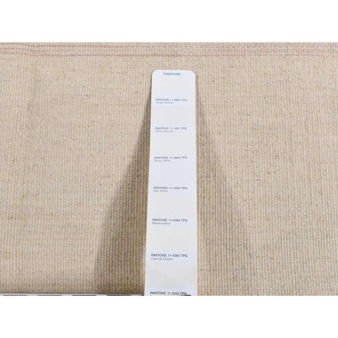 Rug 5'5"x7'10" Ivory Flat Weave Durie Kilim Pure Wool Hand Woven - 7