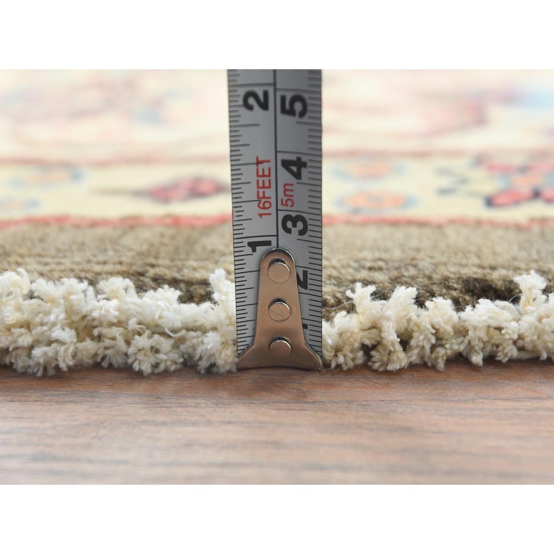 Rug 9'x9' Taupe Brown Special Kazak Pure Wool Hand Knotted Round Oriental - 10