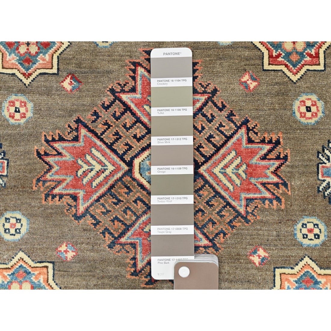 Rug 9'x9' Taupe Brown Special Kazak Pure Wool Hand Knotted Round Oriental - 8