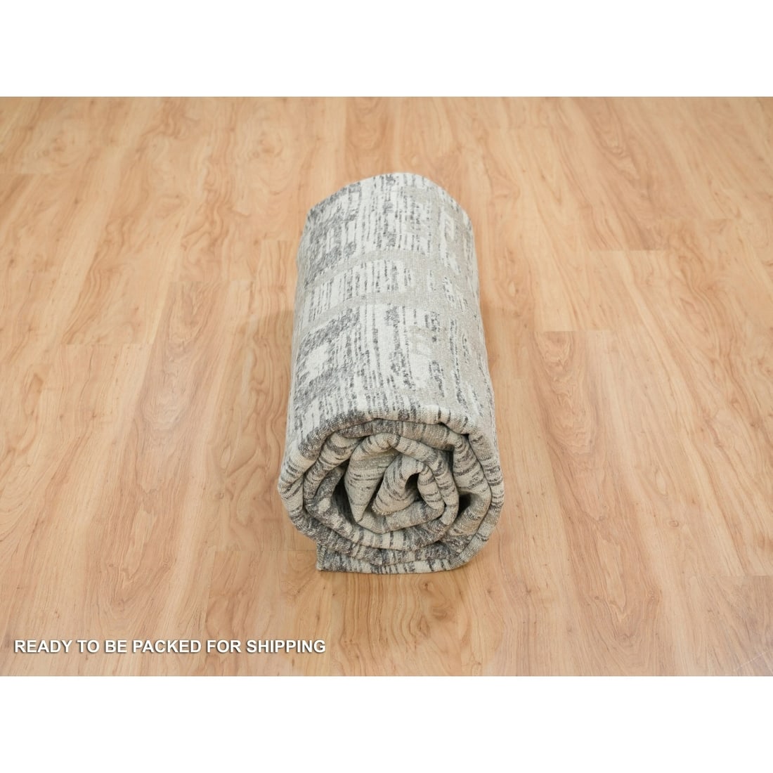 Rug 10'1"x10'1" Dark Grey Undyed Natural Wool Hand Knotted Round Oriental - 9