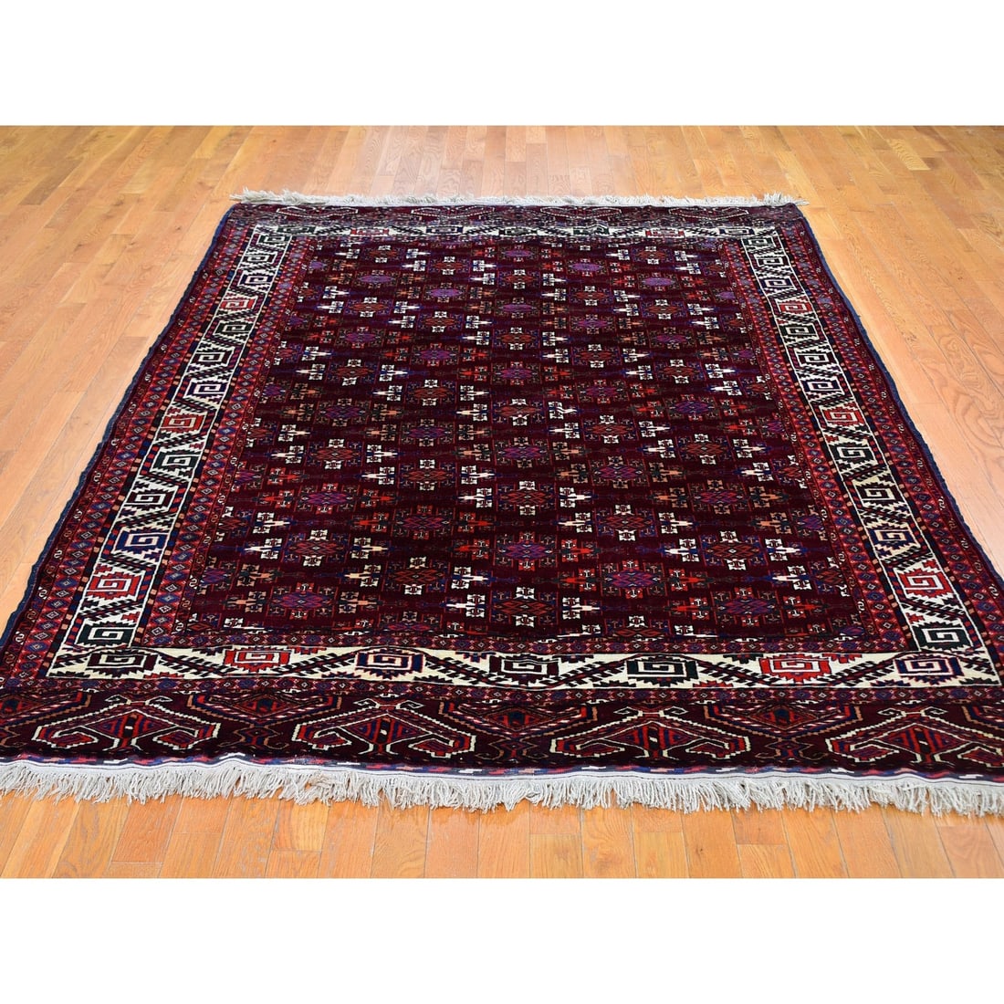 KPSI 6'7"x9'6" Red Vintage Turkoman Yomut Bokara Main Rug 300 - 3