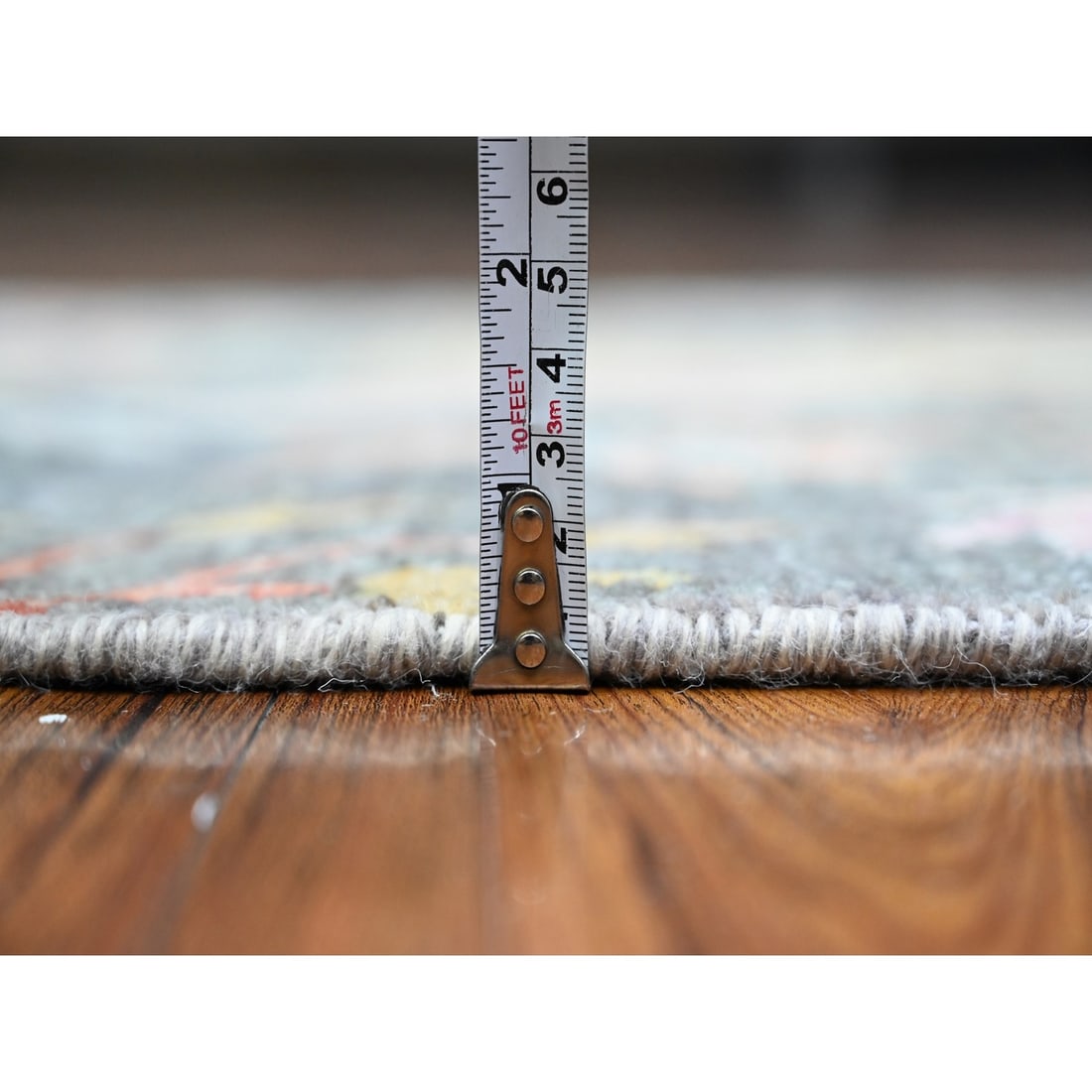 Rug 2'6"x6'2" Gray Hand Knotted Soft Wool Birds Paradise Peshawar Runner - 5