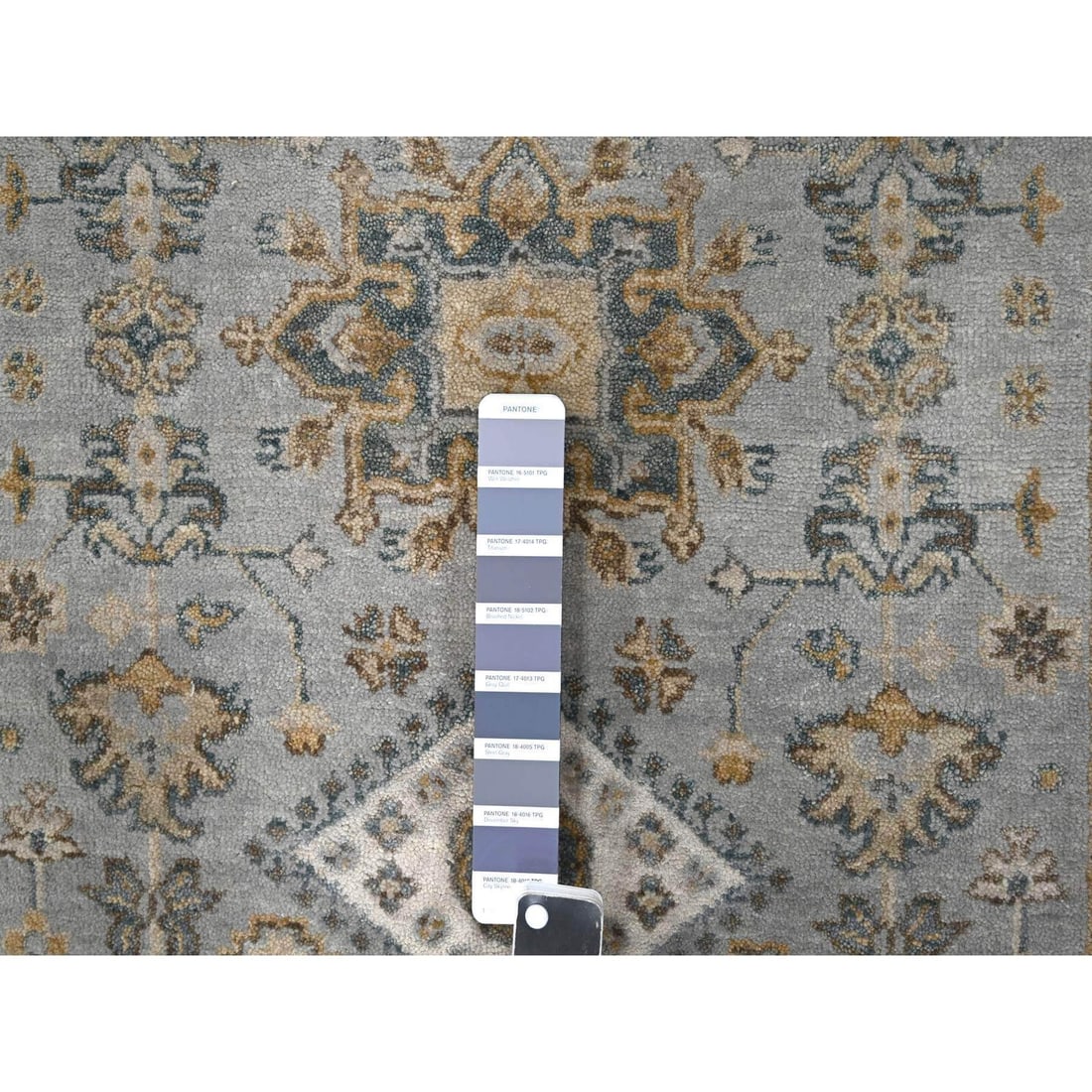Rug 3'1"x5' Gray Hand Knotted Karjihooz and Geometric Design Pure Wool - 4