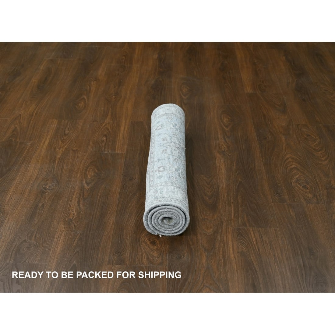 Rug 3'1"x5' Gray Hand Knotted Karjihooz and Geometric Design Pure Wool - 6