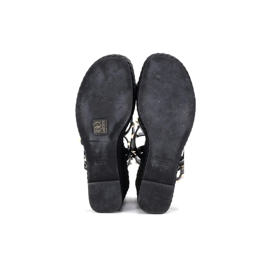 Detail Valentino Garavani Women's Rockstud Caged Wedge Sandals Leather with Rope - 4