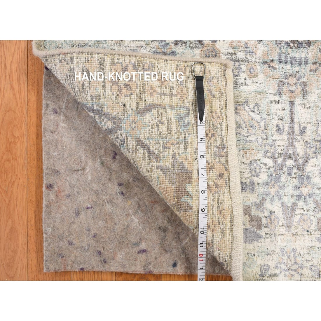 Rug 3'x5'2" White Silk with Wool Tebraz Vase Design Hand Knotted - 6