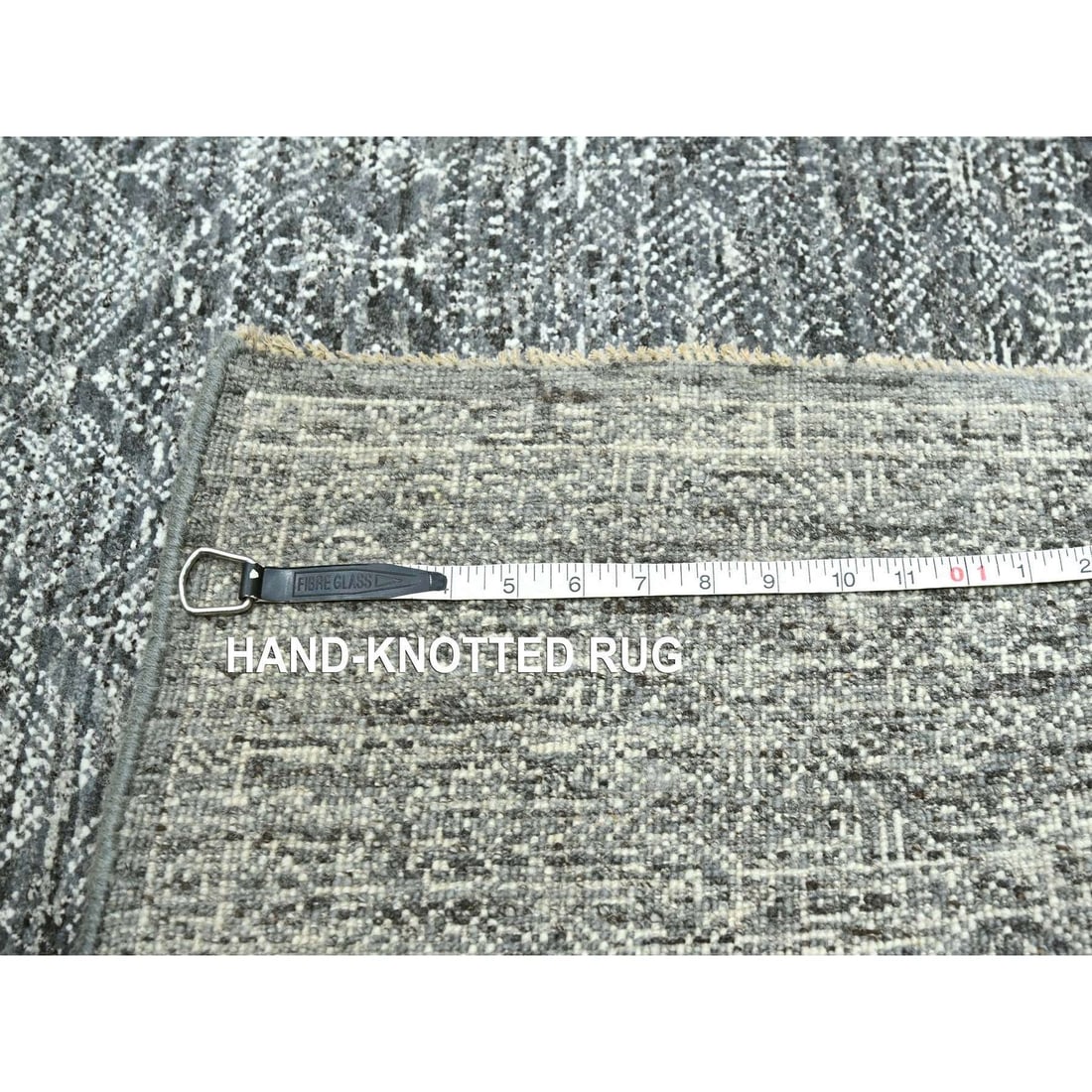 Rug 9'2"x12'1" Gray Geometric Garden Pattern Agra Hand Knotted Pure Wool - 11