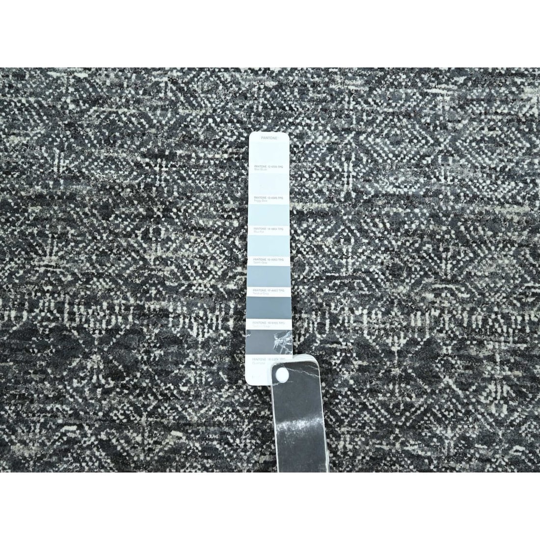 Rug 9'2"x12'1" Gray Geometric Garden Pattern Agra Hand Knotted Pure Wool - 7