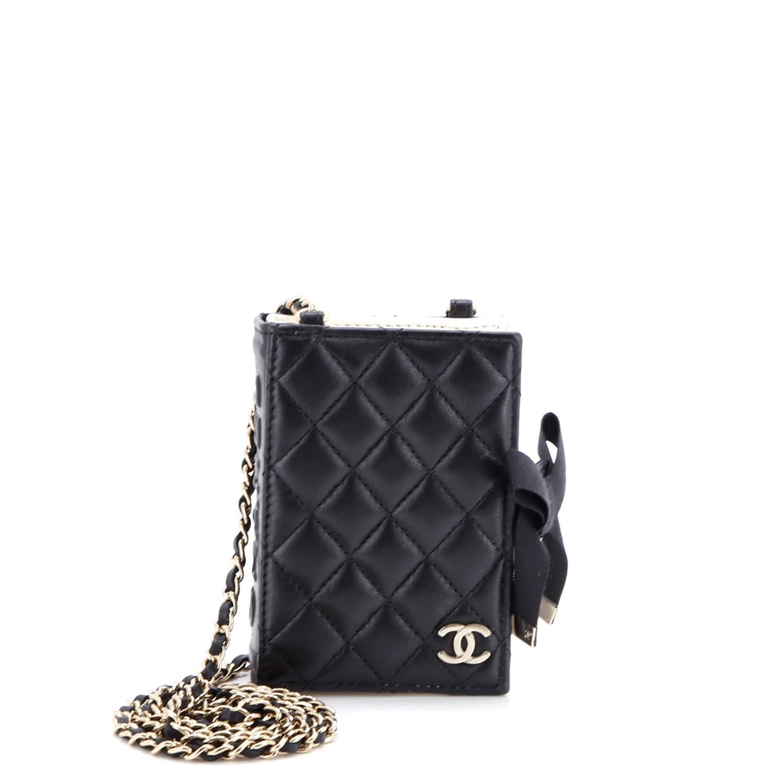 Lambskin Chanel CC Book Card Holder with Chain Quilted (1 of 5)