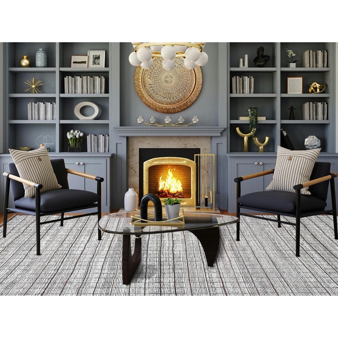 Rug 12'6"x15' White Moroccan Weave with Box Design Wool Hand Knotted XL - 2