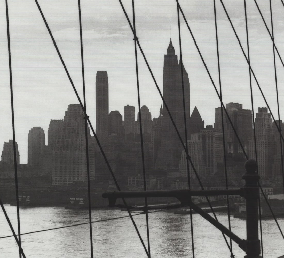 20 ARTIST UNKNOWN Across the Brooklyn Bridge 1937 24" x 33.5" Offset Lithograph - 3