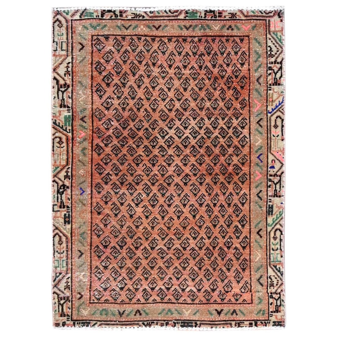 Rug 2'9"x3'10" Canyon Sunset Orange Boteh Design Saroogh Mir Oriental (1 of 7)