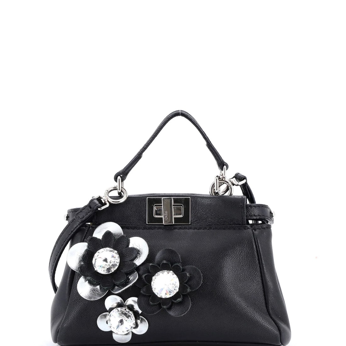 Micro Fendi Peekaboo Bag Floral Embellished Leather: Micro Fendi Peekaboo Bag Floral Embellished Leather This listing features Micro Fendi Peekaboo Bag Floral Embellished Leather. Item specifics are provided below. Item Specifics: Brand: Fendi Exterior