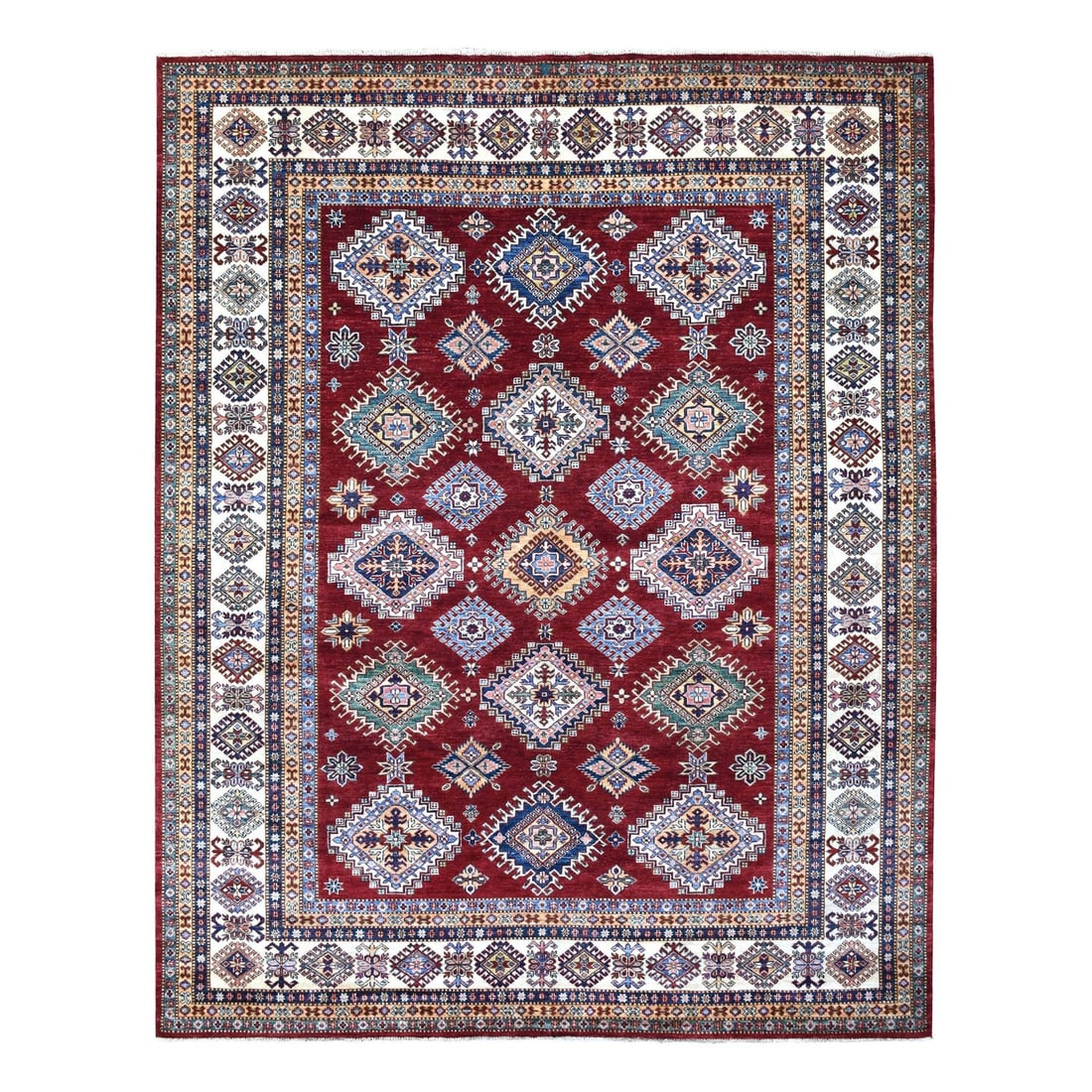 Rug 8'1"x10' Deep Red Soft Afghan Wool Hand Knotted Super Kazak: Rug 8'1"x10' Deep Red Soft Afghan Wool Hand Knotted Super Kazak This listing features Rug 8'1"x10' Deep Red Soft Afghan Wool Hand Knotted Super Kazak. Item specifics are provided below. Item