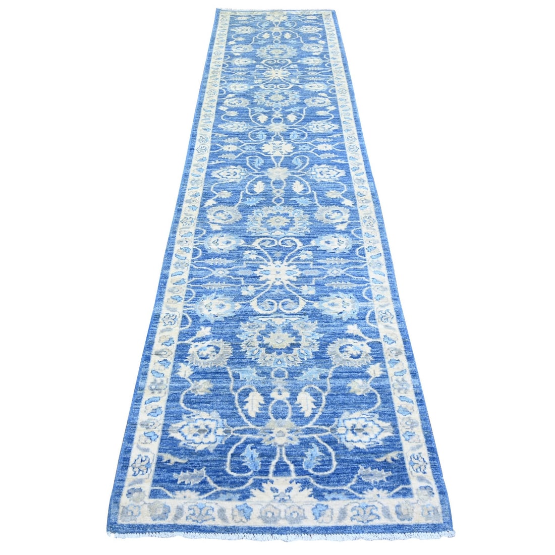 Rug 2'8"x11'8" Blue Soft Wool Hand Knotted Finer Peshawar Runner (1 of 6)