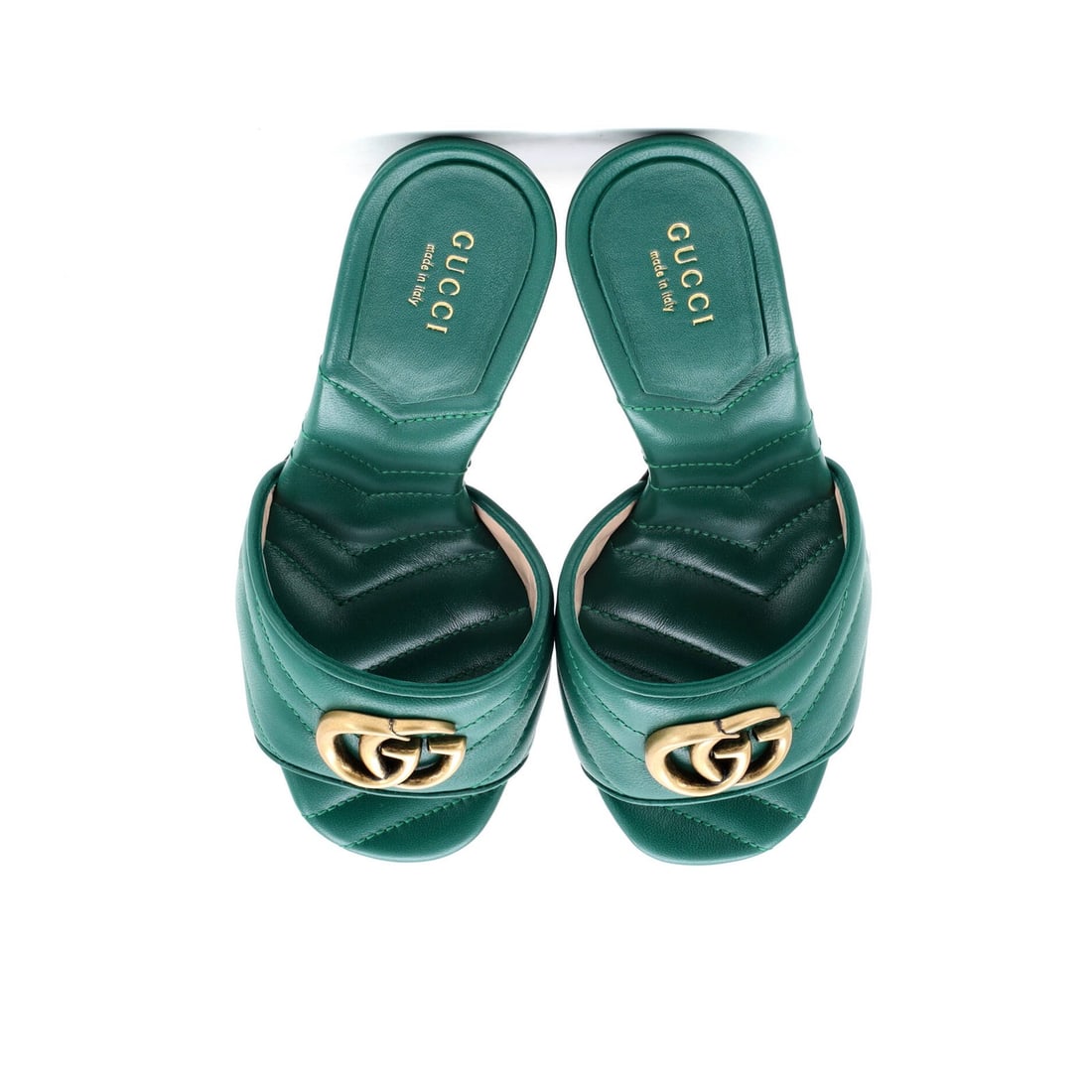 Leather Gucci Women's Marmont Slide Heeled Sandals Matelasse - 2