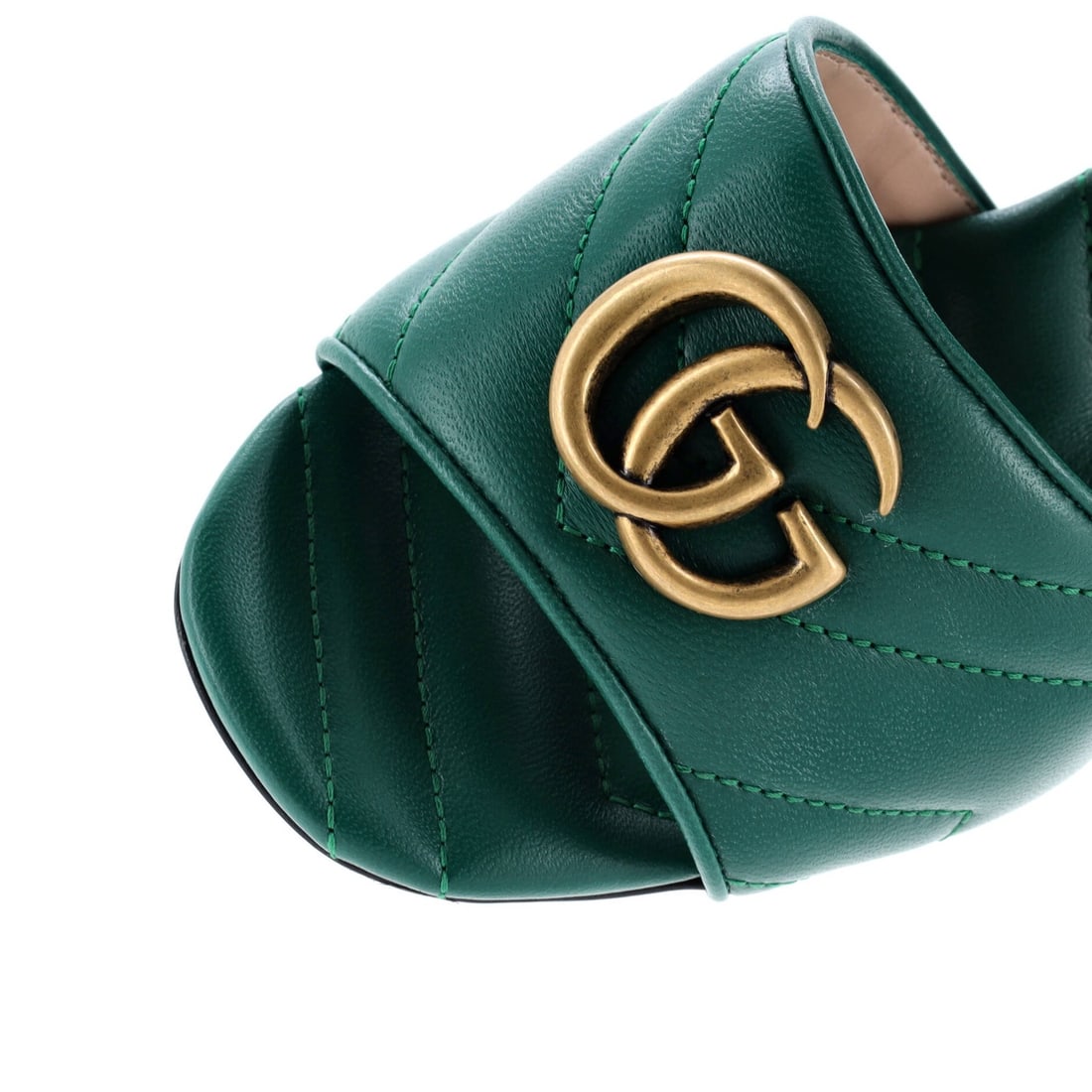 Leather Gucci Women's Marmont Slide Heeled Sandals Matelasse - 5