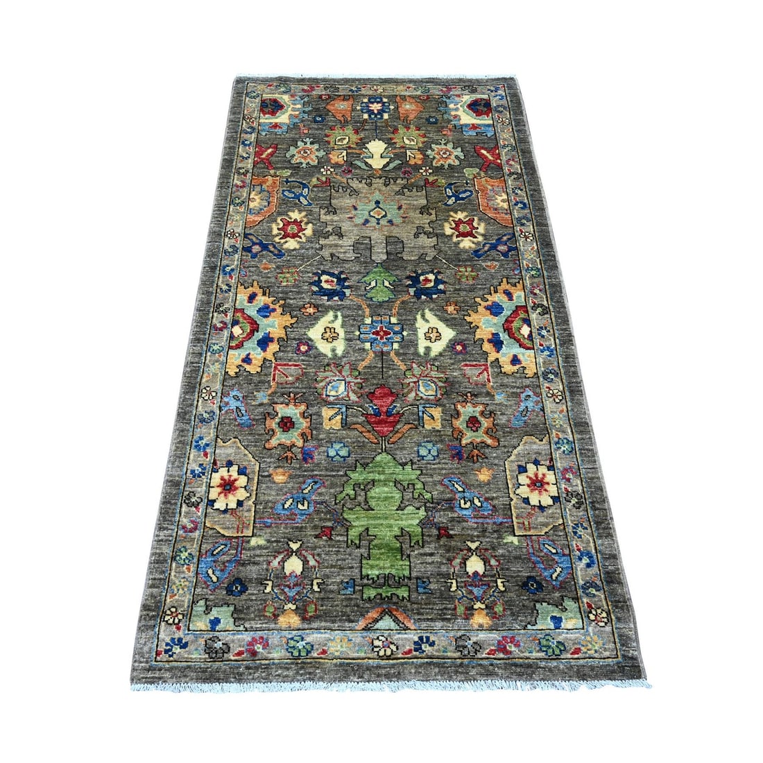 Rug 3'1"x6' Dim Gray Peshawar Heris Design Pure Wool Hand Knotted Runner: Rug 3'1"x6' Dim Gray Peshawar Heris Design Pure Wool Hand Knotted Runner This listing features Rug 3'1"x6' Dim Gray Peshawar Heris Design Pure Wool Hand Knotted Runner. Item specifics are provided bel