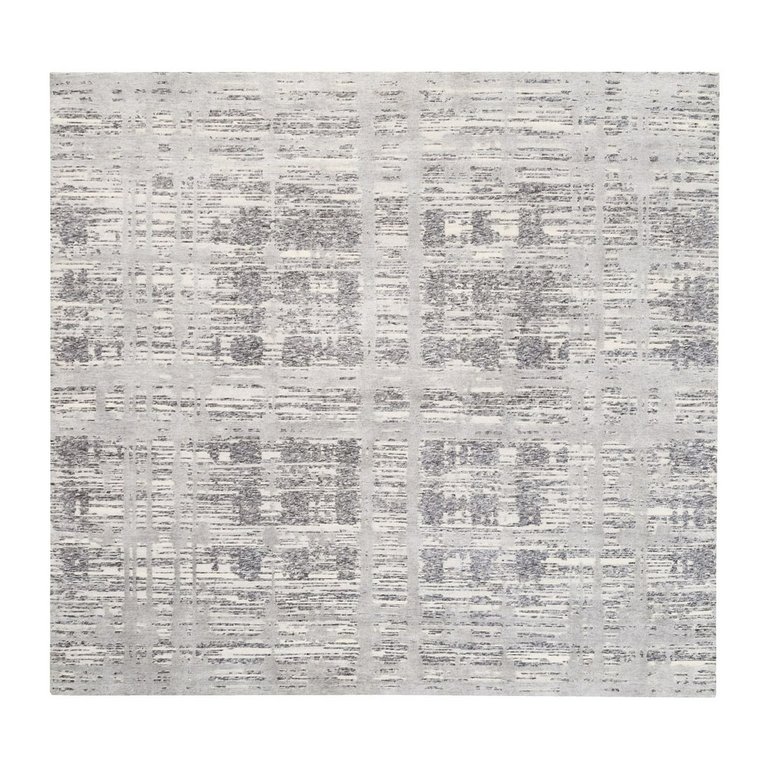 Rug 8'x8' Modern Undyed Natural Wool Hand Knotted Light Gray Square (1 of 12)
