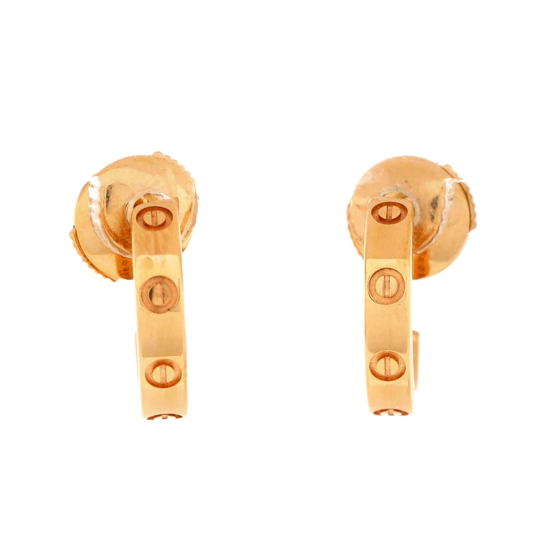 Small Cartier Love Hoop Earrings 18K Rose Gold: Small Cartier Love Hoop Earrings 18K Rose Gold This listing features Small Cartier Love Hoop Earrings 18K Rose Gold. Item specifics are provided below. Item Specifics: Brand: Cartier Main Stone: Unkno