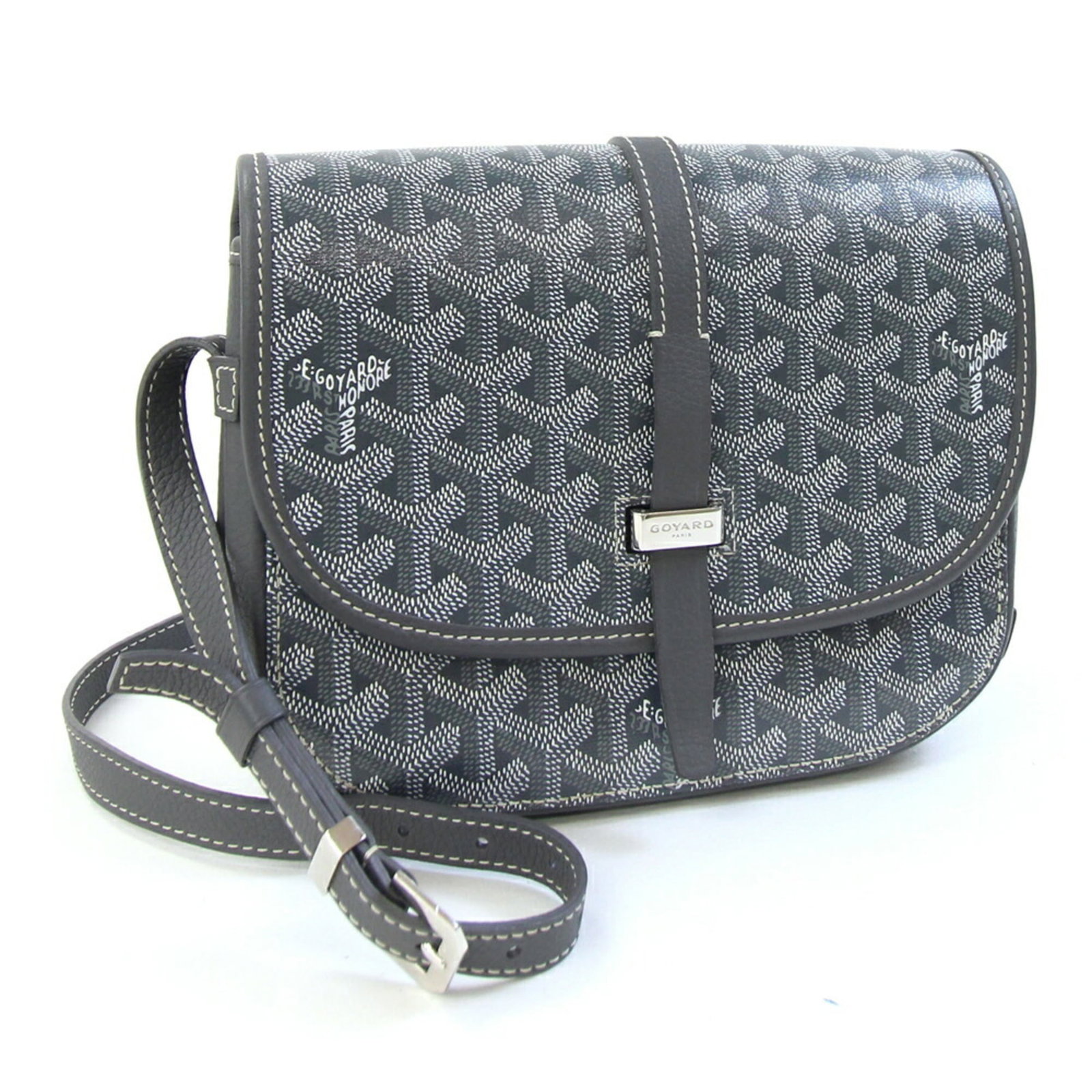 Leather Goyard Shoulder Bag: Leather Goyard Shoulder Bag This listing features Leather Goyard Shoulder Bag. Item specifics are provided below. Item Specifics: Brand: Goyard Type: Shoulder Bag Material: Leather Color: Gray Gender: