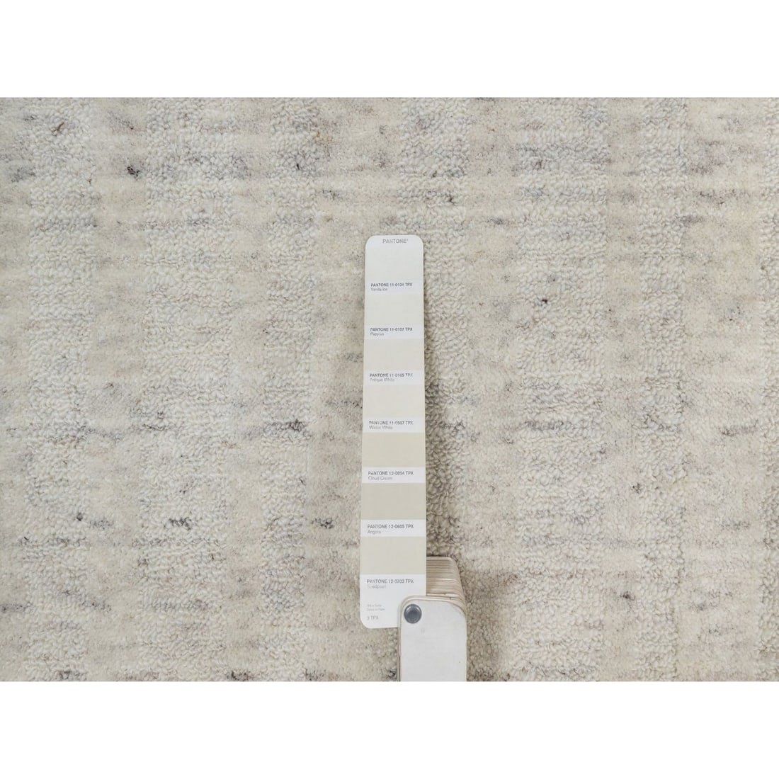 Rug 8'1"x10' Ivory Hand Loomed Vertical Stripes Design Natural Wool - 7