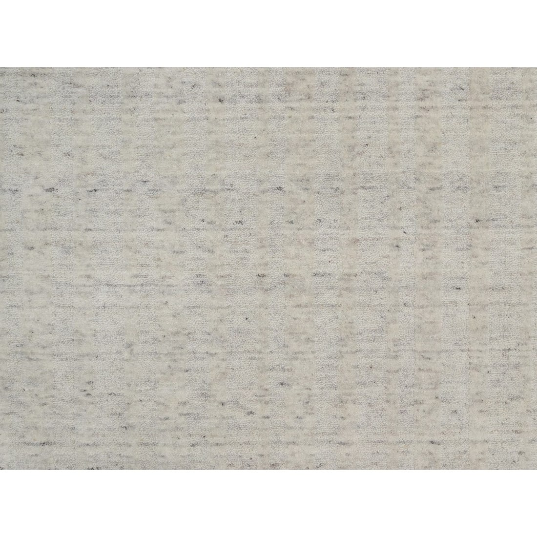 Rug 8'1"x10' Ivory Hand Loomed Vertical Stripes Design Natural Wool - 8