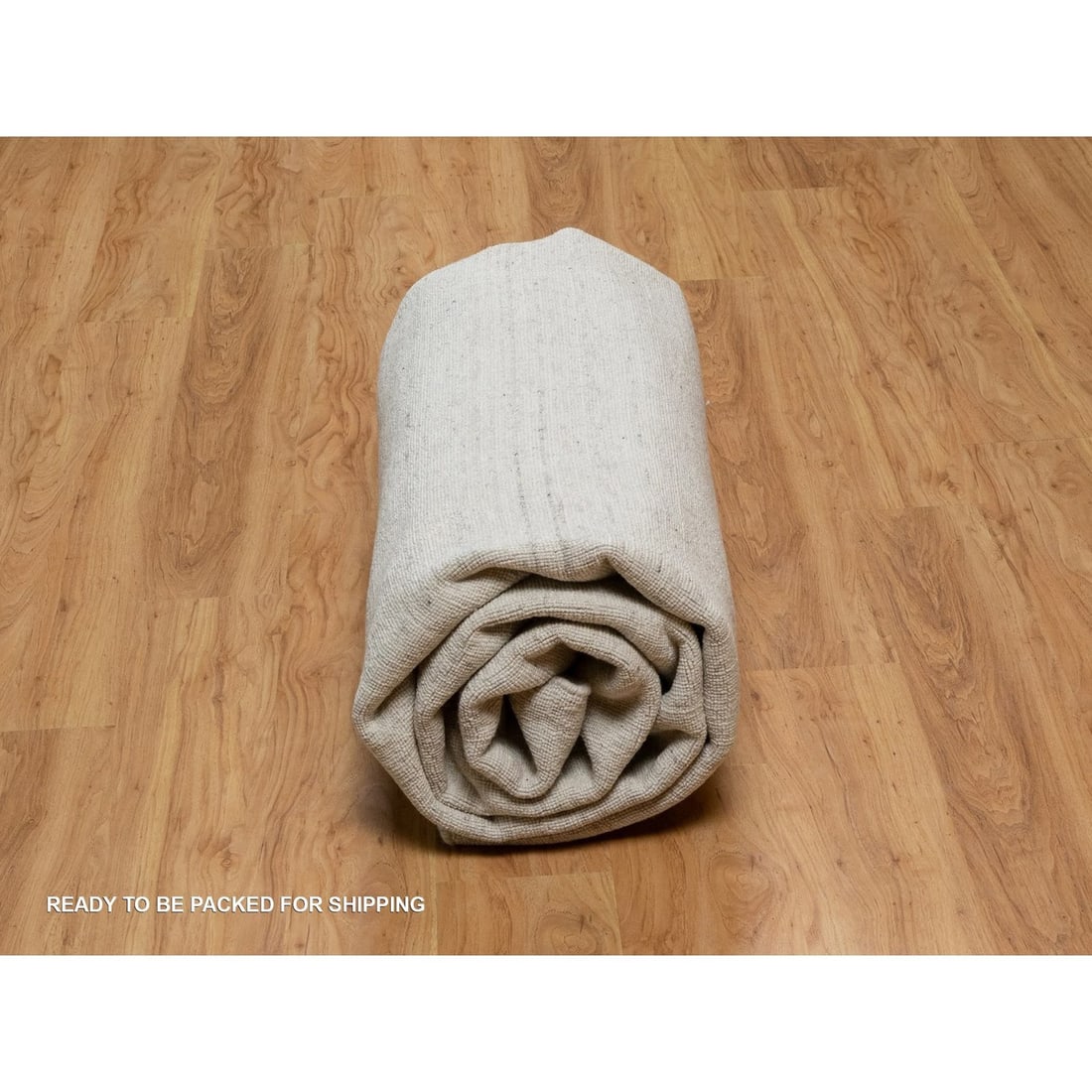 Rug 8'1"x10' Ivory Hand Loomed Vertical Stripes Design Natural Wool - 9