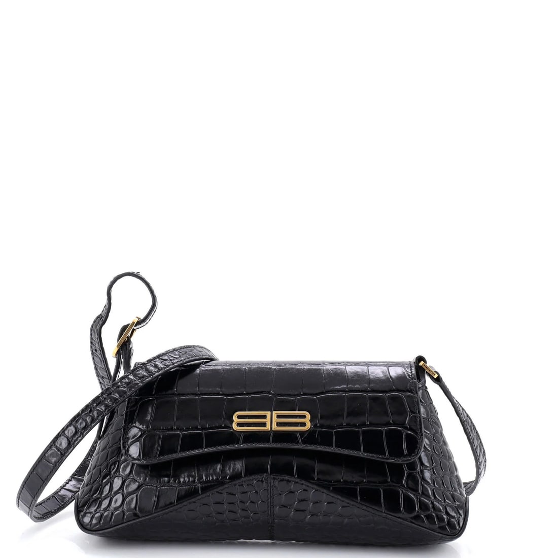 Small Balenciaga XX Flap Street Shoulder Bag Crocodile Embossed Leather (1 of 6)