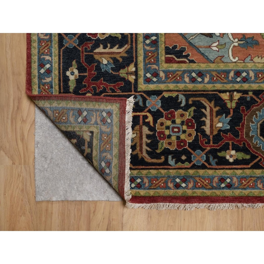 Oriental 10'1"x14'5" Red Hand Knotted Wool Rug Antiqued Fine Heris Revival - 4