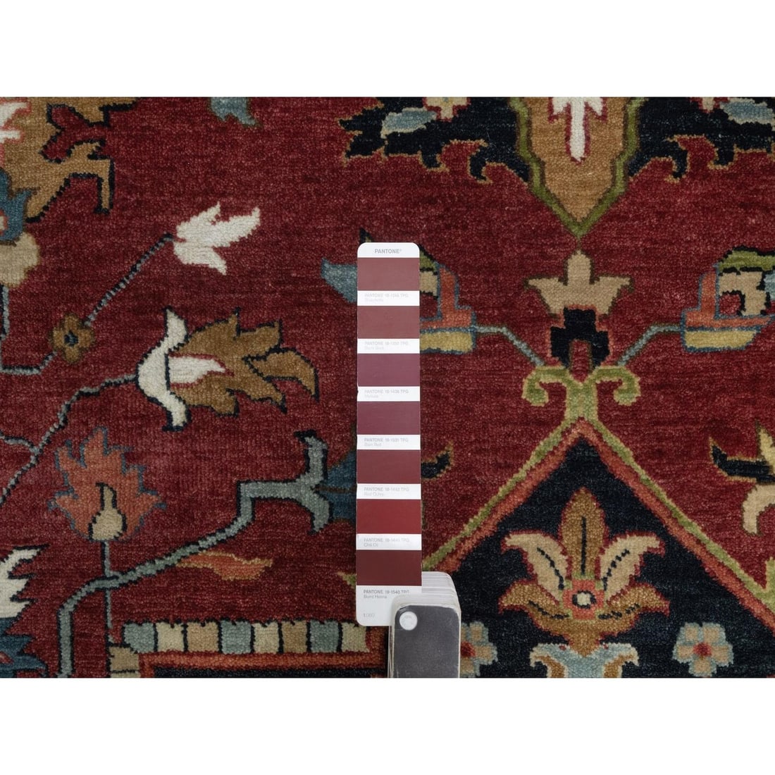 Oriental 10'1"x14'5" Red Hand Knotted Wool Rug Antiqued Fine Heris Revival - 7