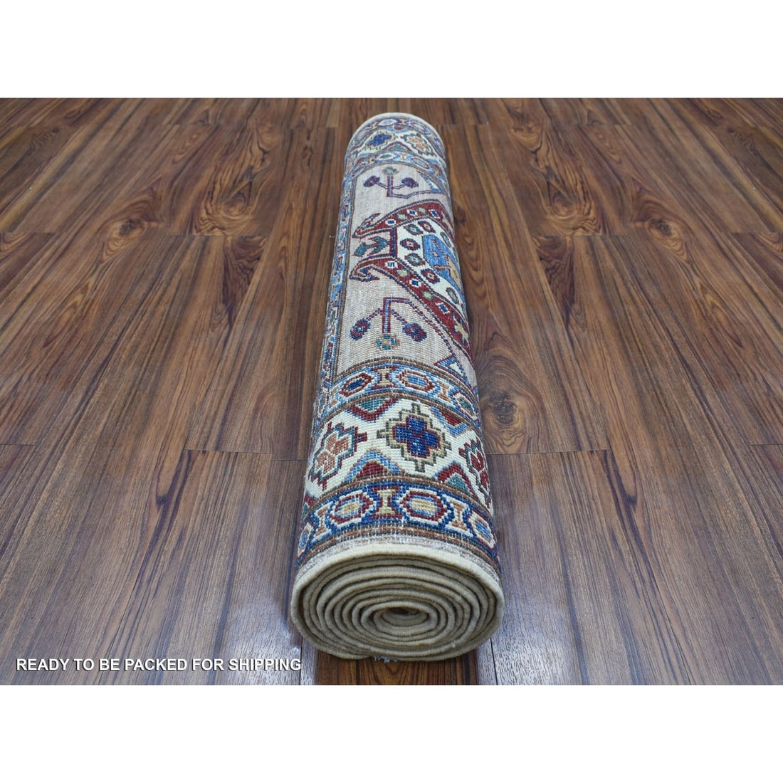 Rug 2'7"x9'8" Super Kazak Light Brown Pure Wool Hand Knotted Runner - 4