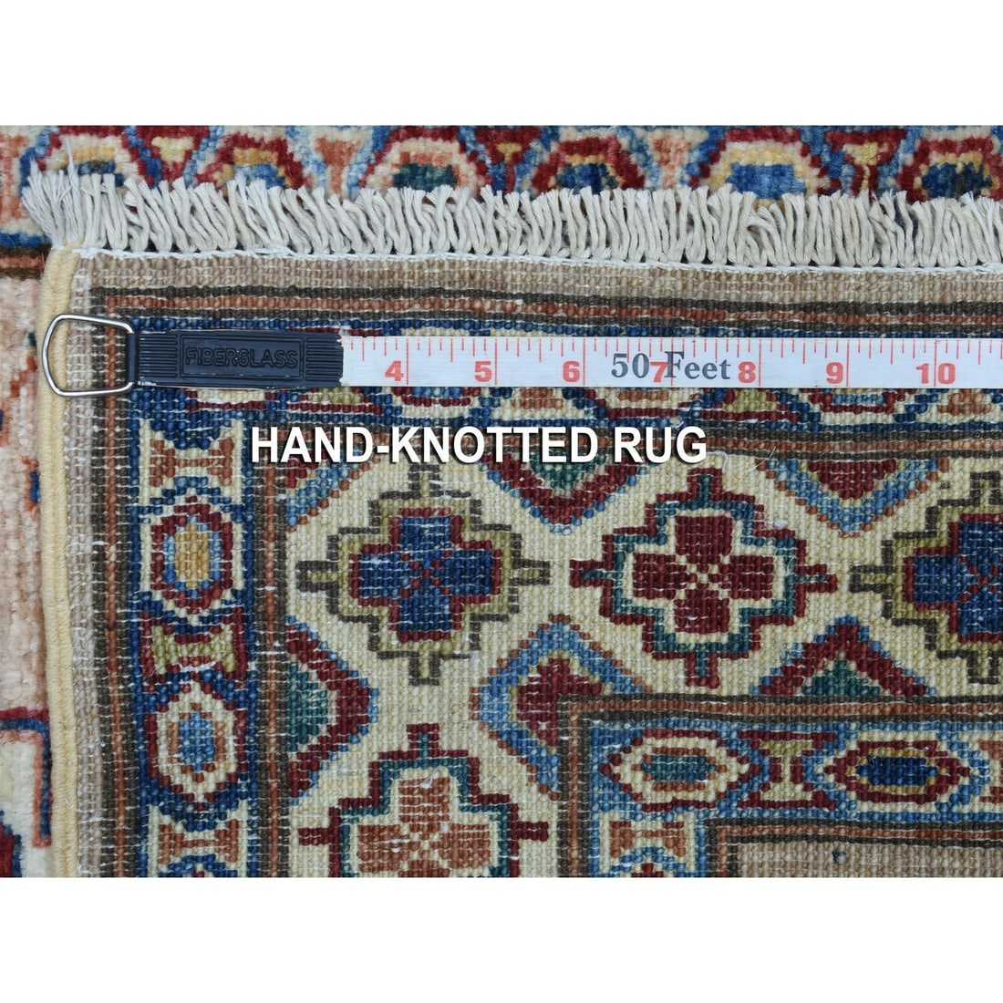 Rug 2'7"x9'8" Super Kazak Light Brown Pure Wool Hand Knotted Runner - 6