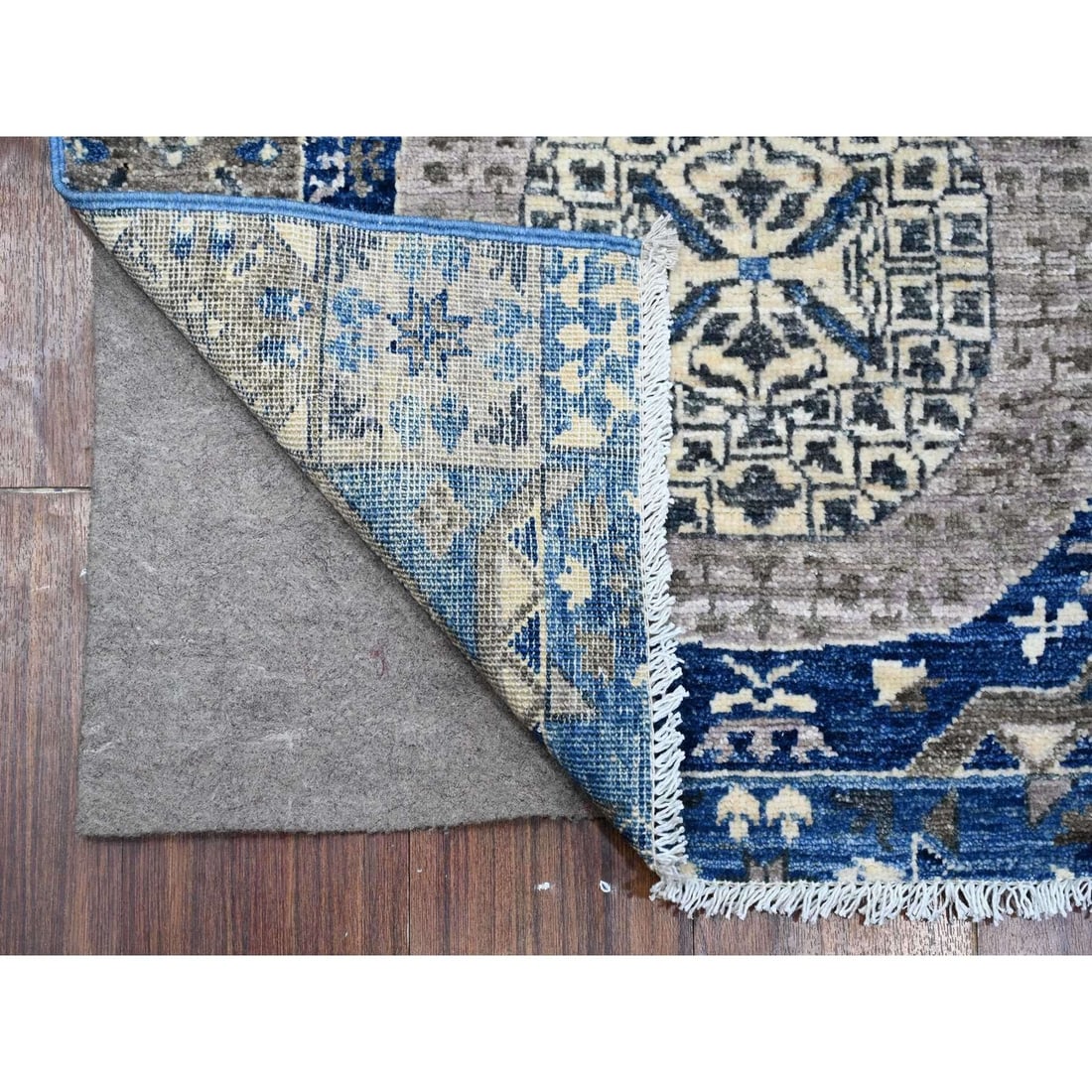 Rug 2'7"x11'9" Blue Aryana Hand Knotted Mamluk Design Runner Oriental - 2