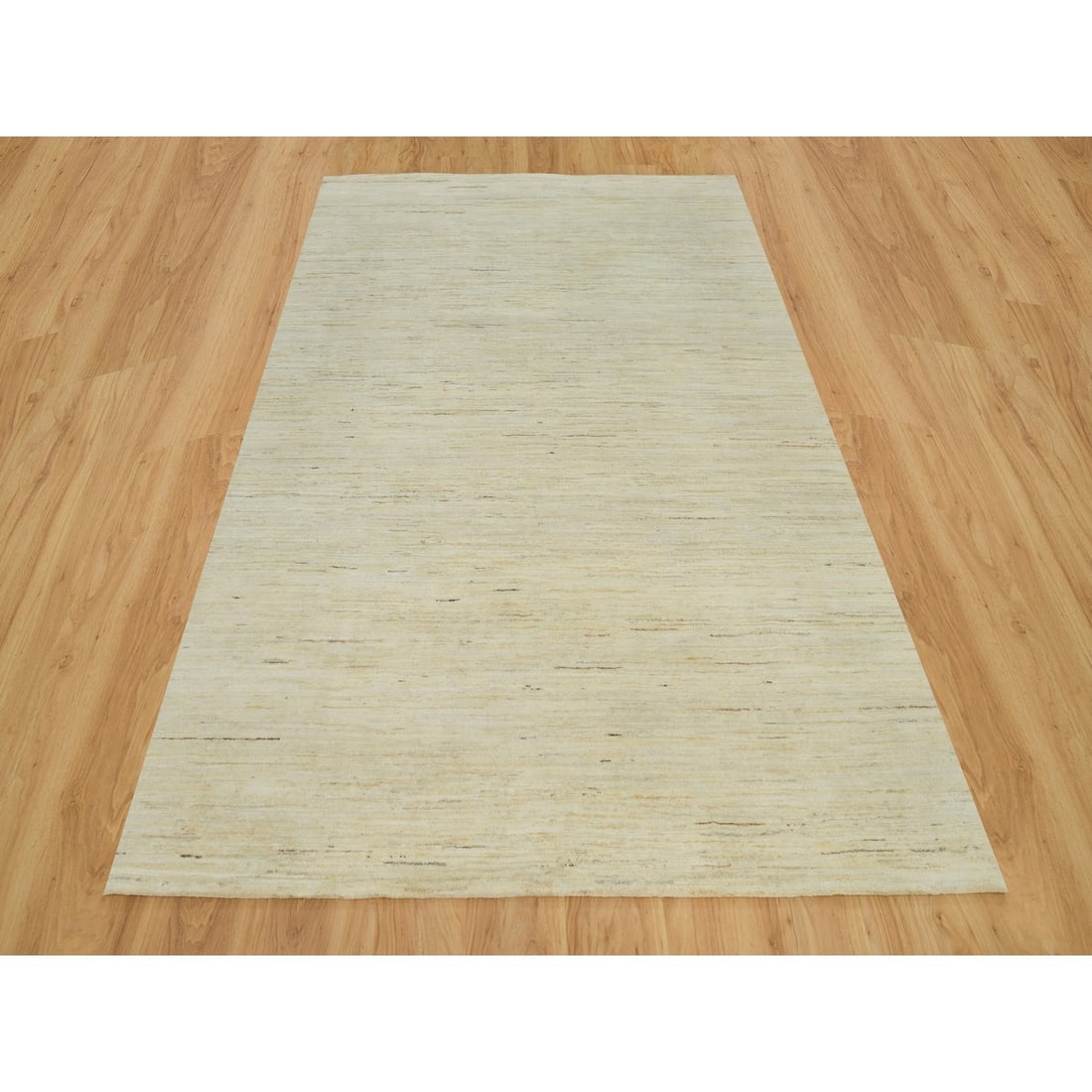 Rug 6'x9' White Wool Hand Knotted Lori Buft Thick and Plush Plain Design - 2