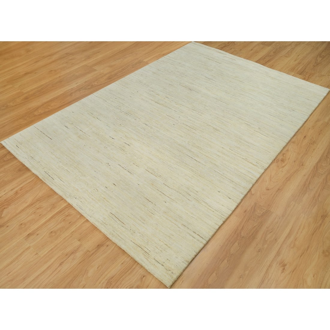 Rug 6'x9' White Wool Hand Knotted Lori Buft Thick and Plush Plain Design - 3