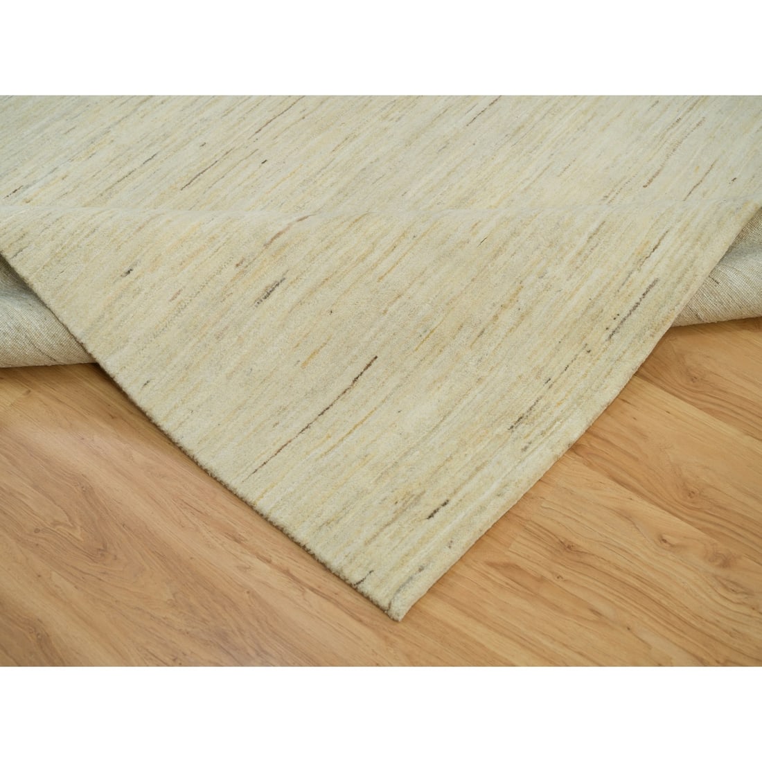 Rug 6'x9' White Wool Hand Knotted Lori Buft Thick and Plush Plain Design - 6