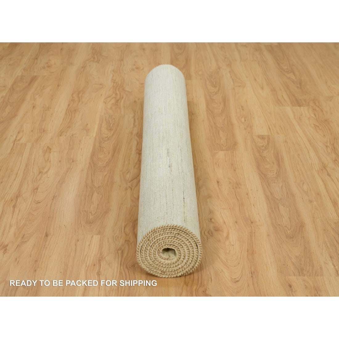 Rug 6'x9' White Wool Hand Knotted Lori Buft Thick and Plush Plain Design - 9