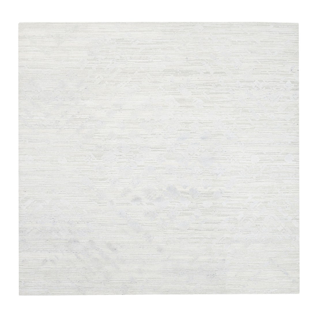 Rug 10'x10' Hand Knotted Undyed Natural Wool Ivory with Gray Square (1 of 12)