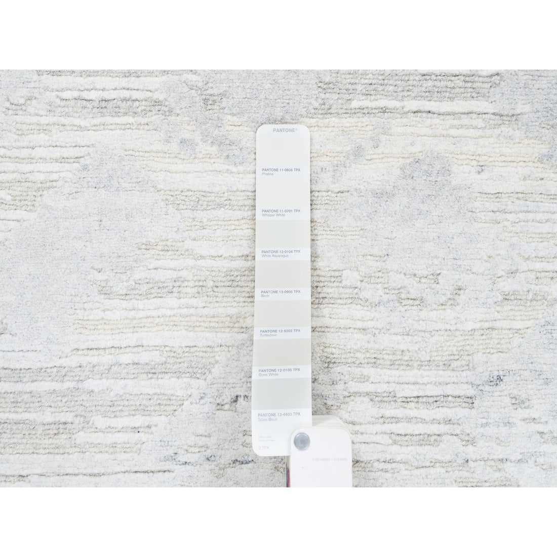 Rug 10'x10' Hand Knotted Undyed Natural Wool Ivory with Gray Square - 8