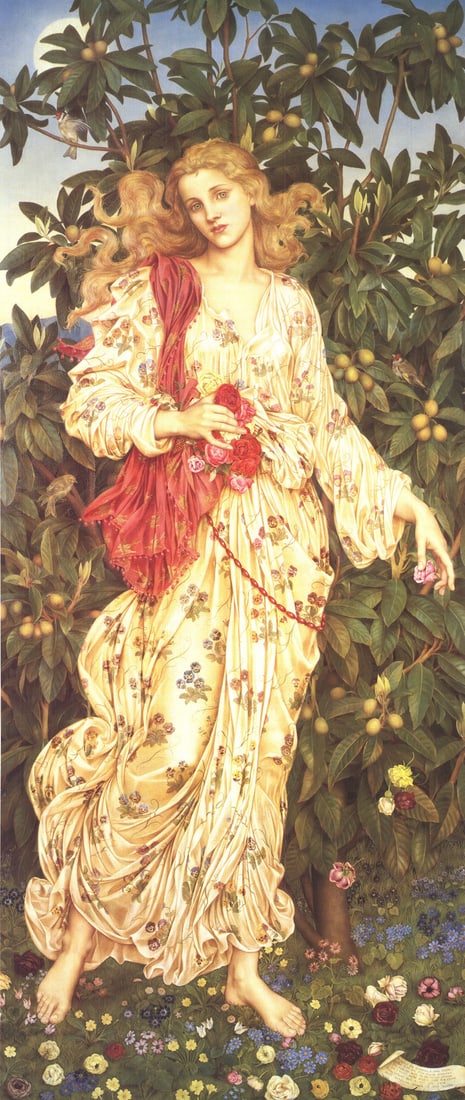 Romanticism EVELYN DE MORGAN Flora 39.5" x 19.75" Offset Lithograph 1994 - 2