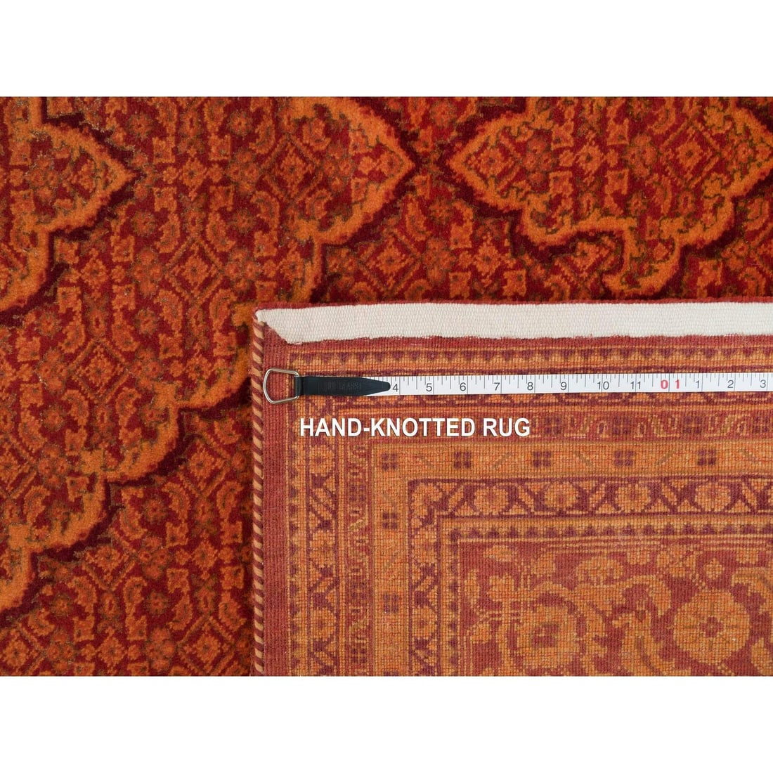 Rug 8'1"x10'1" Spicy Orange Wool and Silk Tebraz Mahi Hand Knotted - 11