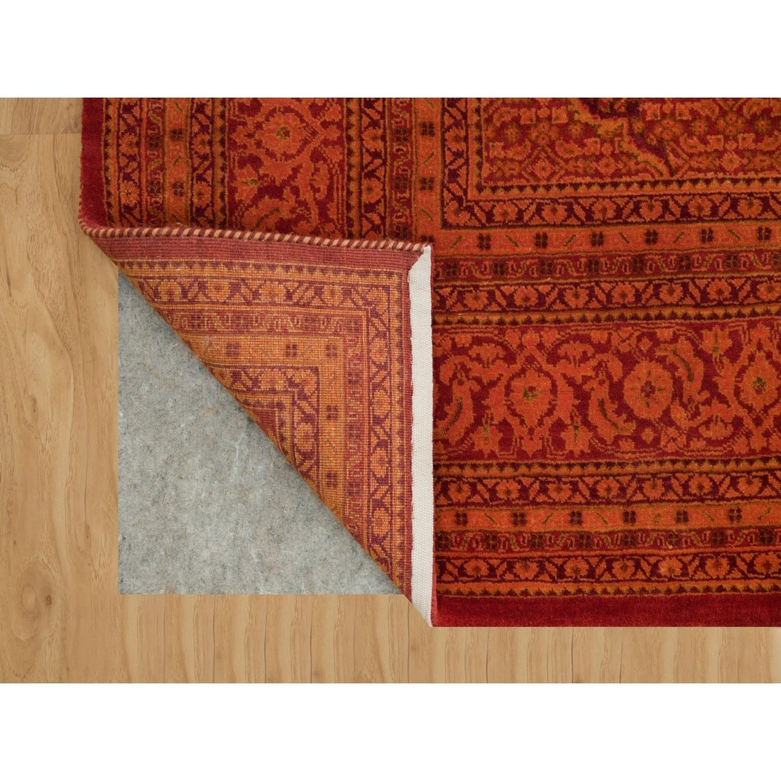 Rug 8'1"x10'1" Spicy Orange Wool and Silk Tebraz Mahi Hand Knotted - 4
