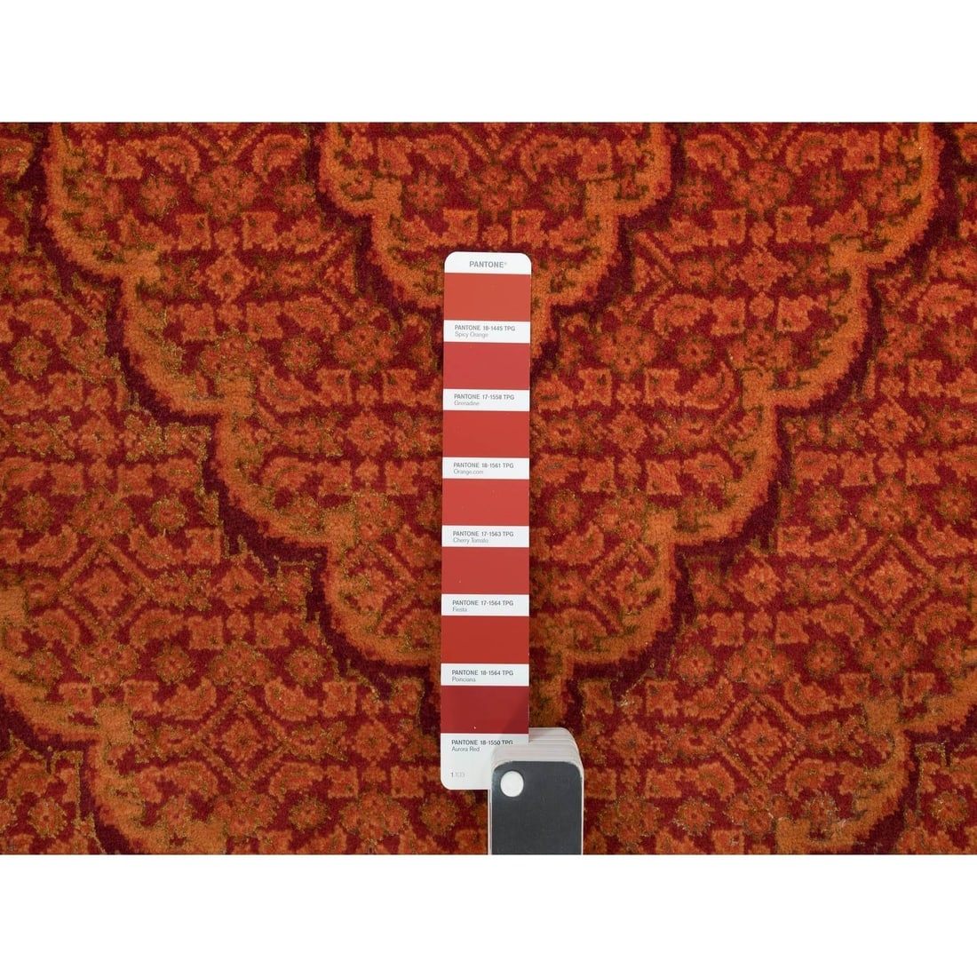 Rug 8'1"x10'1" Spicy Orange Wool and Silk Tebraz Mahi Hand Knotted - 7