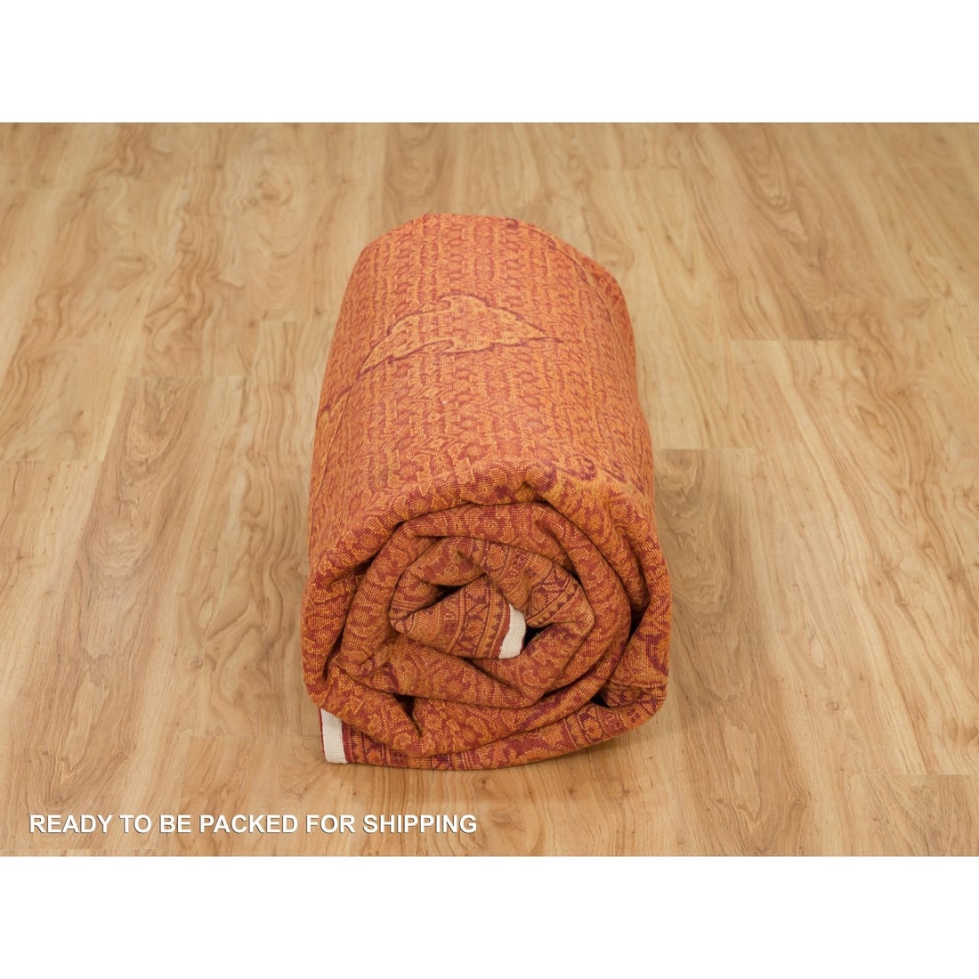 Rug 8'1"x10'1" Spicy Orange Wool and Silk Tebraz Mahi Hand Knotted - 9