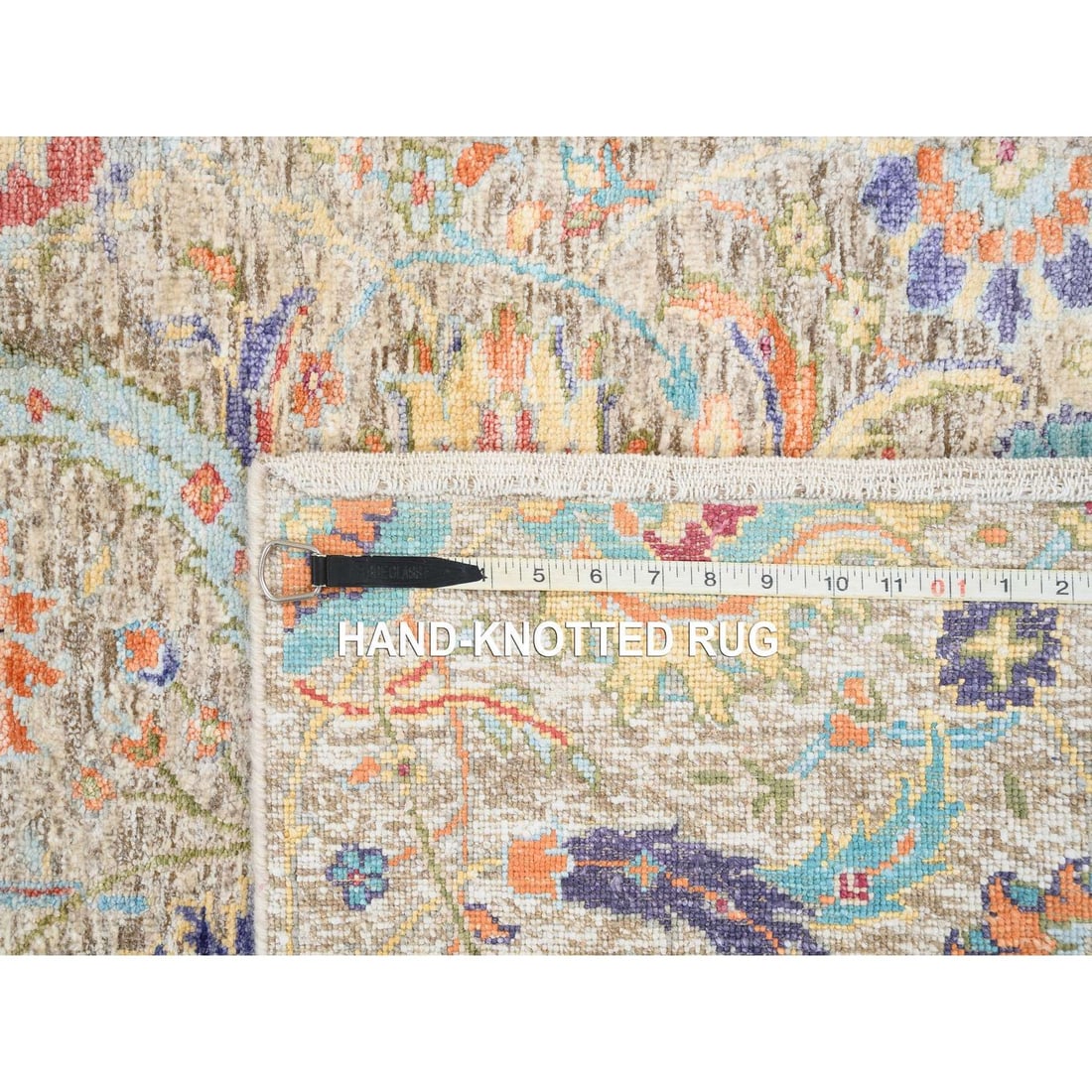 Rug 2'5"x10'1" Tan Silk With Textured Wool Hand Knotted Runner - 8