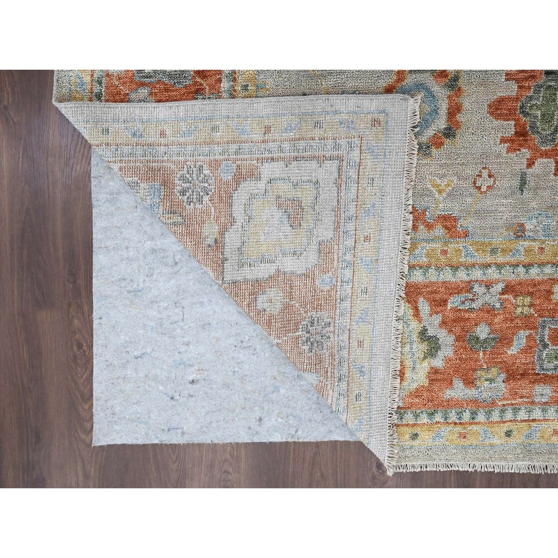 Rug 14'x18'1" Light Gray Oushak Design Wool Hand Knotted Oversized - 4
