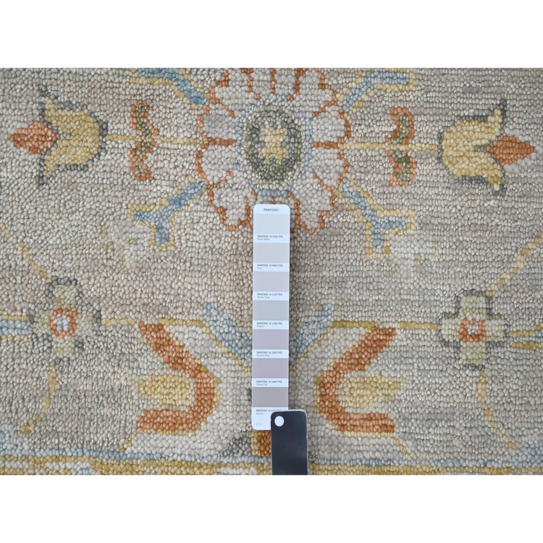 Rug 14'x18'1" Light Gray Oushak Design Wool Hand Knotted Oversized - 7