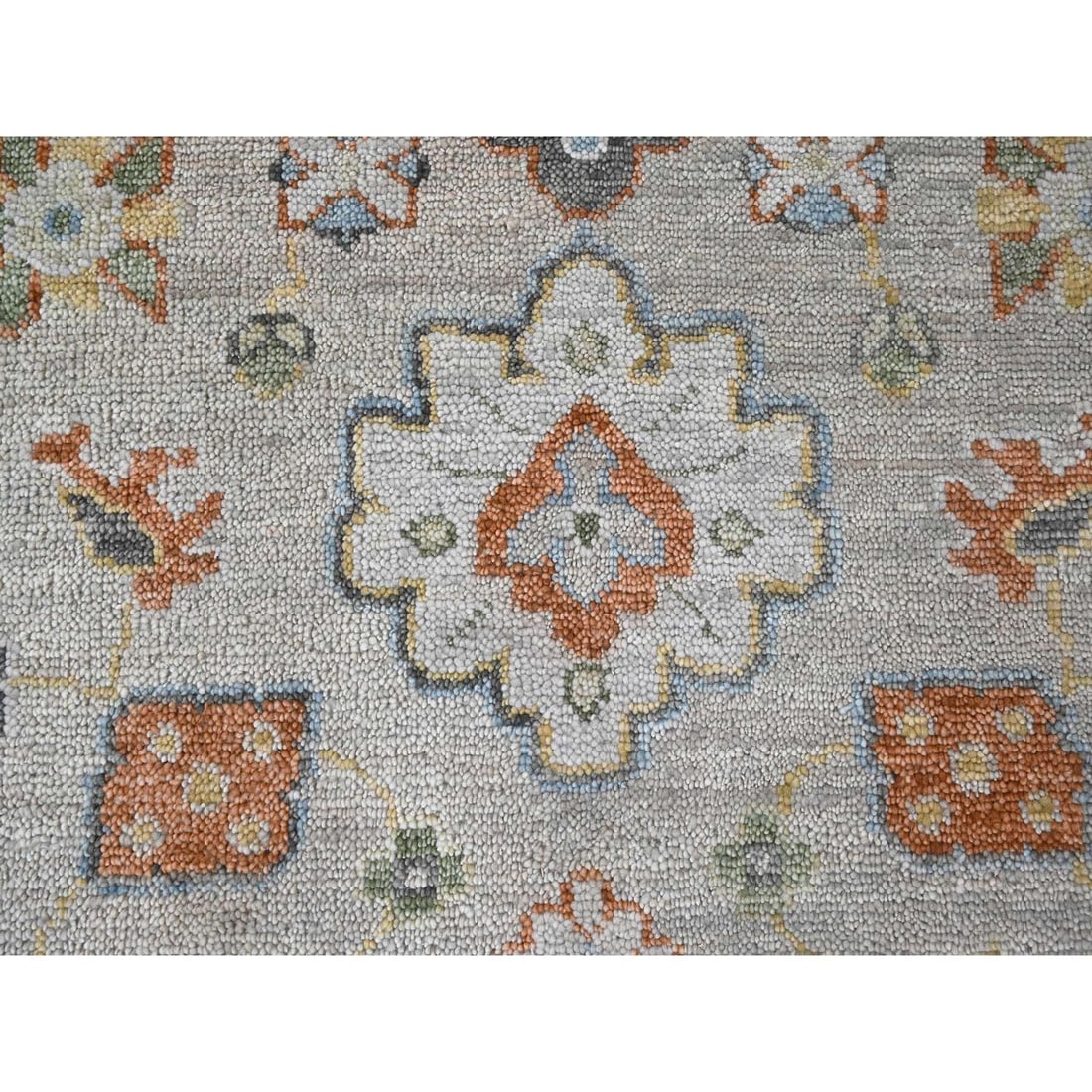 Rug 14'x18'1" Light Gray Oushak Design Wool Hand Knotted Oversized - 8